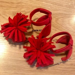 Red Fringe Infant Sandals